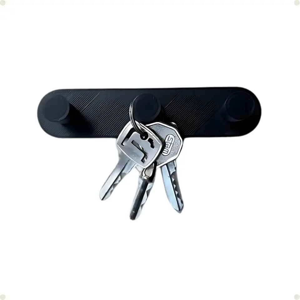 Porta Chaves Minimalista 3 ou 5 Chaves Plástico Chaveiro Casa Apartamento Parede Ambiente Prático (3 Chaves, Preto)
