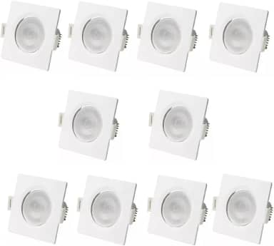Kit 10 Spot Led Cob Direcionável Embutir Quadrado Branco Quente 3000k 7w