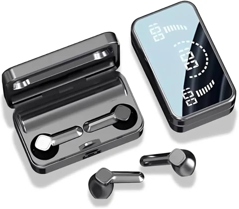 Fone De Ouvido Bluetooth Sem Fio e Com Microfone Para Corrida 5.2 High Mirror Compatível com Iphone Samsung Xiaomi, Cancelamento de Ruído, Wireless, Esportivo PREMIUM Preto VOLT3M