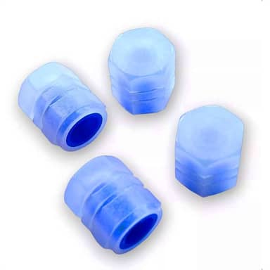 KIT 4 TampaS Válvula Bico Pneu Universal Neon Fluorescente Luminoso Para Carro Moto Bicicleta Ciclismo Noturno Segurança Nas Cores Verde, Azul, Laranja, Rosa, Vermelho (AZUL)