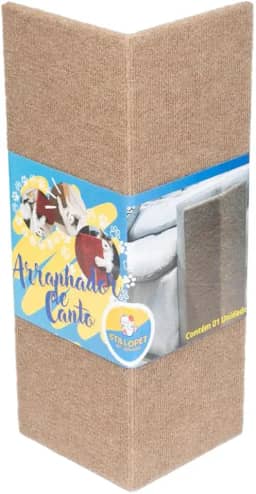 Arranhador de Canto para Gatos em Madeira e Carpete - Protetor Resistente para Sofás, Móveis e Cama Box - Mantém Seu Pet Feliz e Seu Espaço Protegido (Bege, 1 Unidade)
