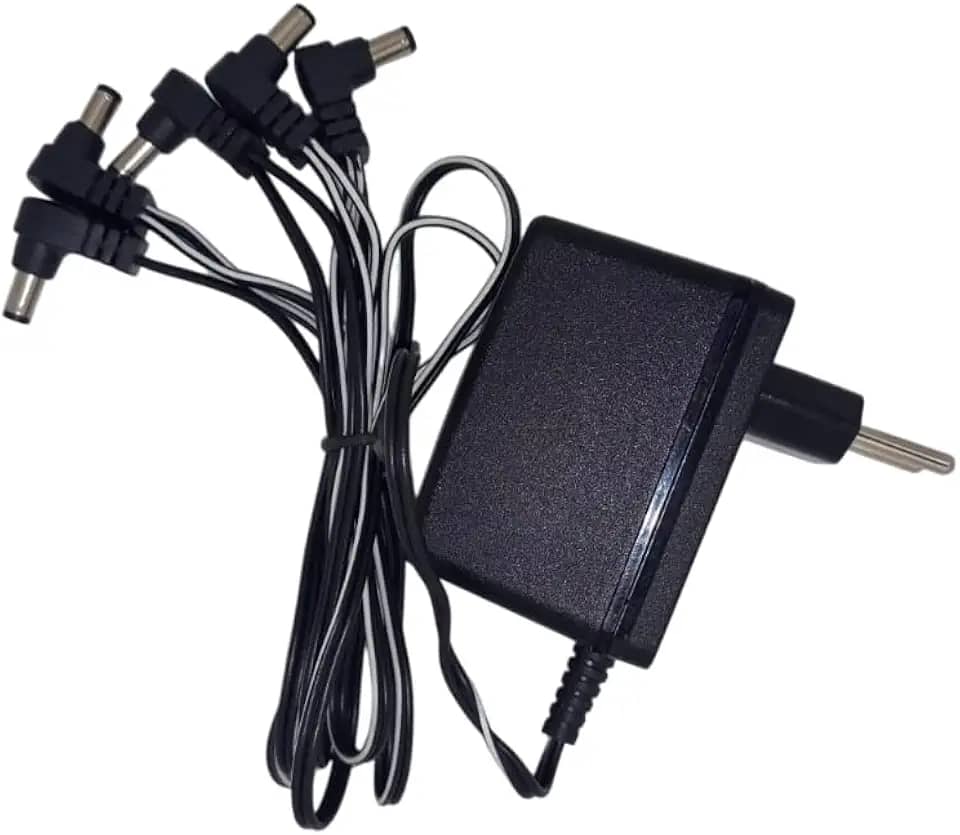 Fonte Pedal Pedaleira 9v 1A Bivolt P/ 5 Pedais Com Led