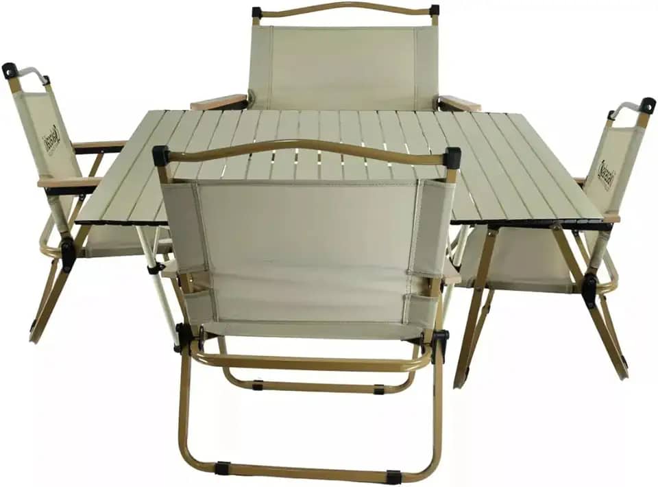 Mesa Dobrável Portátil + 4 Cadeiras Para Camping e Lazer Conjunto Dobrável de Mesa e Cadeiras Kit Mesa