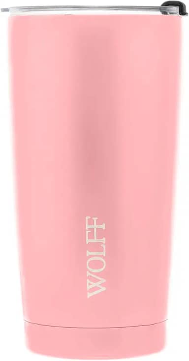 WOLFF - Copo Térmico de Aço Inox Parede Dupla Com Tampa 600ml Rosé - Para Viagem - Mantém a Bebida na Temperatura Ideal