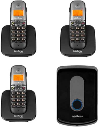 Kit Interfone Porteiro Residencial Intelbras Sem Fio TIS 5010 com 03 Ramais Internos para Atendimento