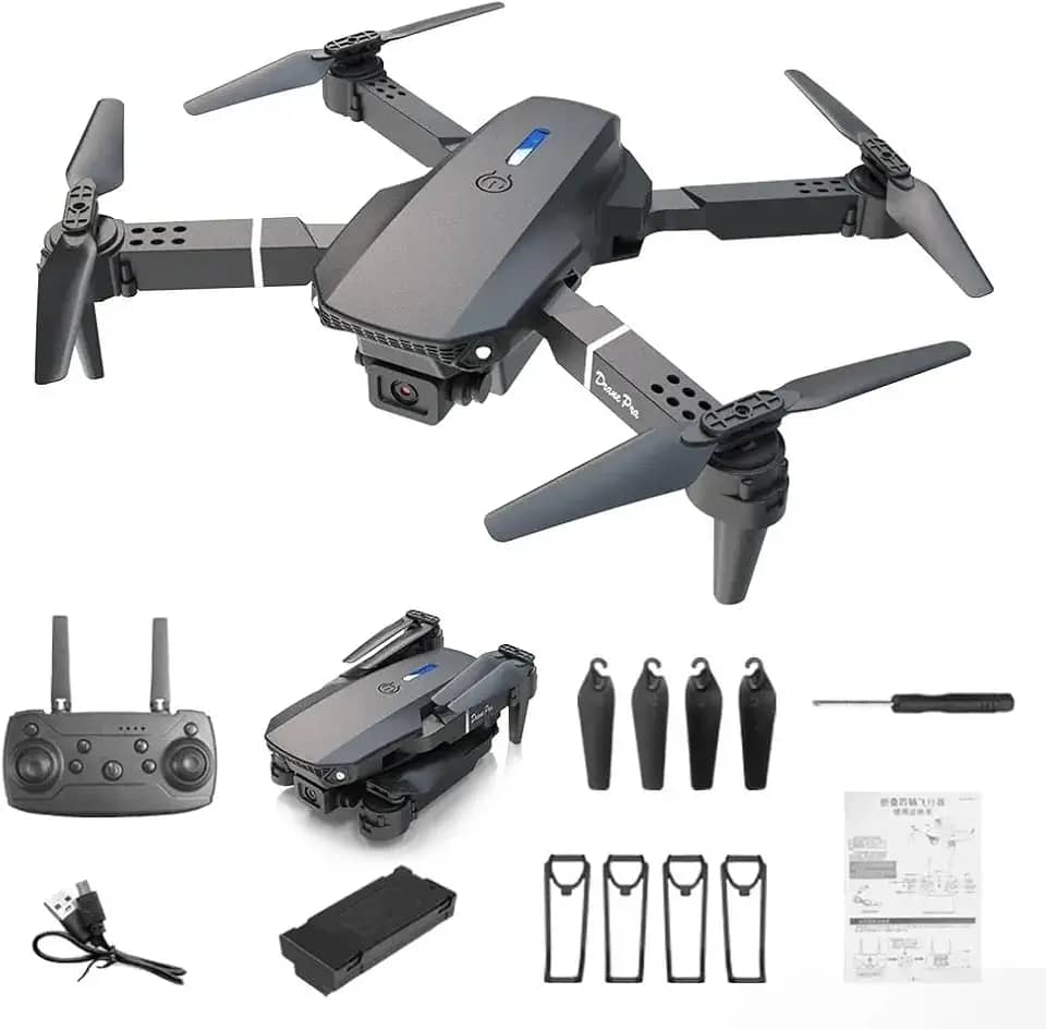Drone Profissional E88 Pro com Câmera 4K HD, Controle Remoto WiFi FPV, Quadcopter Dobrável RC para Crianças