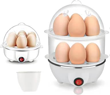 Cozedor de Ovos Eletrico, Máquina de Cozinhar Ovos Elétrica de Grande Capacidade, Cozidor de Ovos Elétrico Multicamadas, Pode Proteger Contra 14 Ovos, 110V