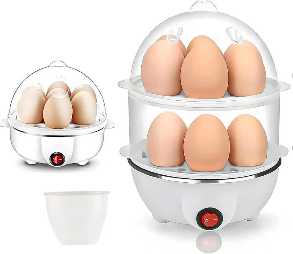 Cozedor de Ovos Eletrico, Máquina de Cozinhar Ovos Elétrica de Grande Capacidade, Cozidor de Ovos Elétrico Multicamadas, Pode Proteger Contra 14 Ovos, 110V