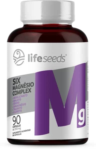 Six Magnésio Complex (Bisglicinato + Malato + Óxido + Dimagnésio + Taurato+ Cloreto) 350 mg - Alta Concentração - 90 Cápsulas