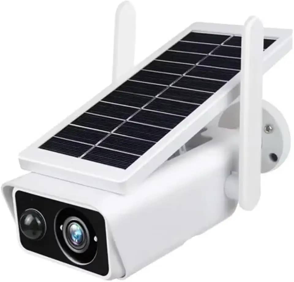 Câmera de segurança externa sem fio, energia de bateria recarregável solar WiFi, câmeras domésticas de vigilância IP, com detecção de movimento PIR, visão noturna, áudio bidirecional
