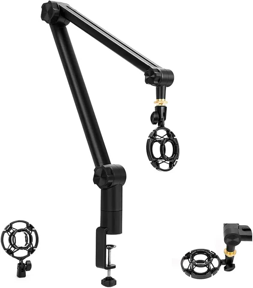 Boom Arm para FIFINE Microphone, Suporte para Microfone, Braço Articulável Microfone, Braço de Microfone Compacto com Adaptador de 3/8“ a 5/8”, Microfone Gamer Suporte