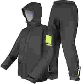 Capa de Chuva Motoqueiro, Capa de Chuva Moto, Preto, Tamanho G, Nylon, Refletividade Noturna, Punhos com Dupla Camada, Capuz Destacável, Cordão Ajustável