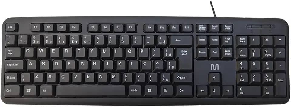 Teclado com Fio Slim Multi USB com Teclas Silenciosas, Design Compacto e Cabo de 1,5m – Preto TC065
