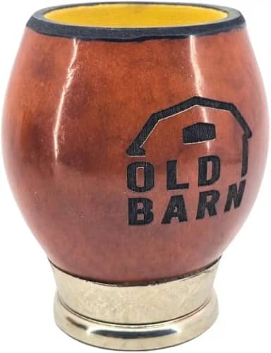 Cuia De Chimarrão Tipo Coquinho De Porongo Natural Pé De Inox Old Barn Cor:Vermelho