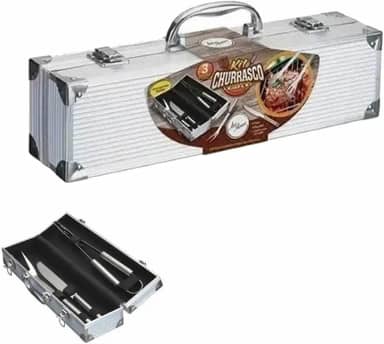 Kit Churrasco 3 Peças Com Maleta De Alumínio Presente