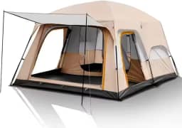 Barraca Camping Grande Impermeável 9-12 Pessoas Acampamento Bege