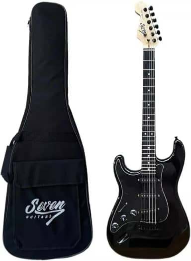 Guitarra Strato Seven Canhoto Sgt-207 LH BK Preta C/Bag