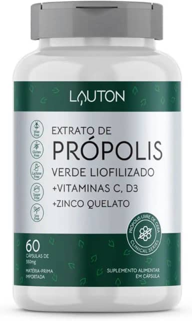Extrato De Própolis Verde + Zinco + C + D3 Cps - Lauton