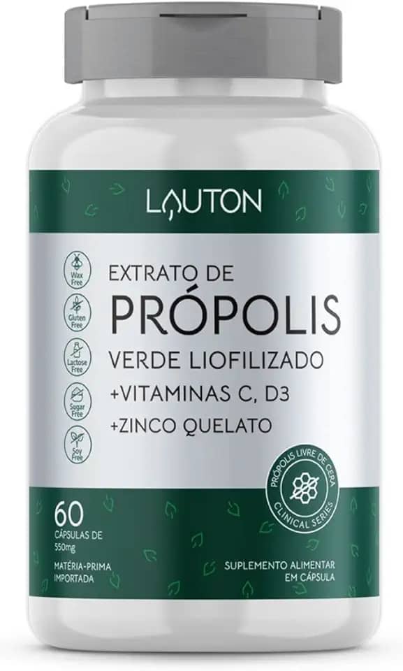 Extrato De Própolis Verde + Zinco + C + D3 Cps - Lauton