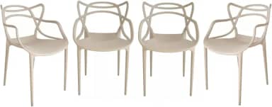 Ecom Home - Kit 4 Cadeiras Allegra Nude Polipropileno, Sala de Jantar, Cozinha, Área Externa