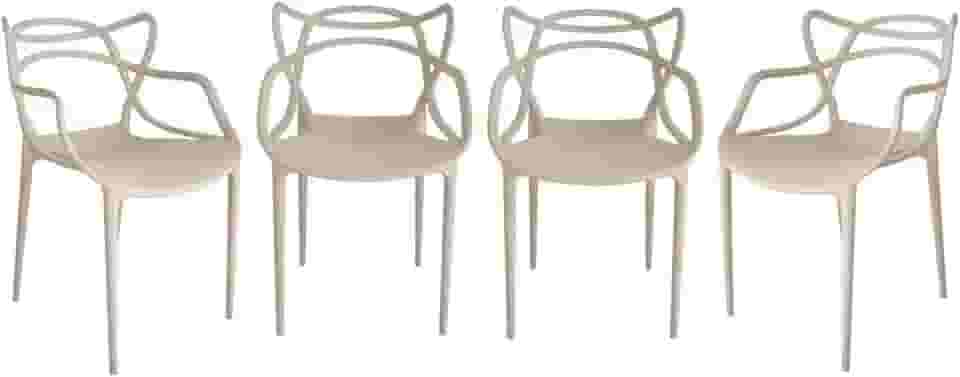 Ecom Home - Kit 4 Cadeiras Allegra Nude Polipropileno, Sala de Jantar, Cozinha, Área Externa