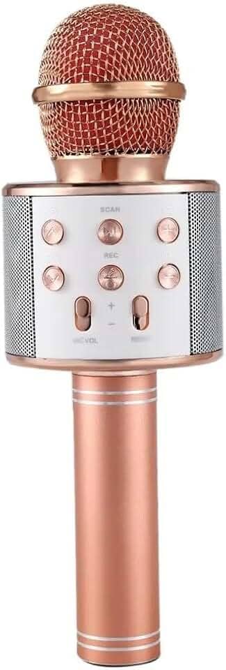 WS-858 Microfone de karaokê sem fio portátil, Player de karaokê portátil para celular Alto-falante HIFI Bluetooth embutido, Selfie 3-em-1 bateria de lítio recarregável Karaokê KTV MIC