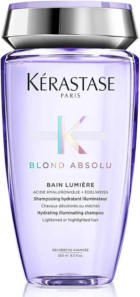 Kérastase Shampoo Blond Absolu Bain Lumière, Cabelos loiros, descoloridos, Hidratação, restauração, Ácido Hialurônico, Flor de Edelweiss, 250 ml