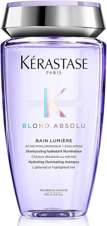 Kérastase Shampoo Blond Absolu Bain Lumière, Cabelos loiros, descoloridos, Hidratação, restauração, Ácido Hialurônico, Flor de Edelweiss, 250 ml