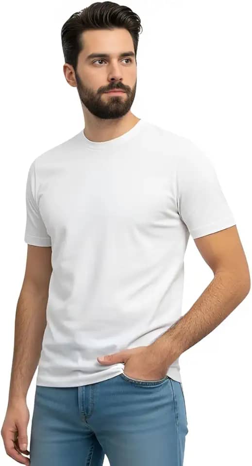 Camiseta Masculina Essencial 100% Algodão Fio 30.1 | Gola Reforçada | Sem Etiqueta
