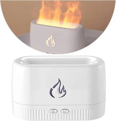 Difusores de Aromaterapia 2 em 1 Difusor de Óleo Essencial para Umidificador com Luz Noturna de Chamas 180 mL Umidificador Silencioso para Difusores de Ar Aroma Doméstico Proteção de Desligamento Automático Sem Água