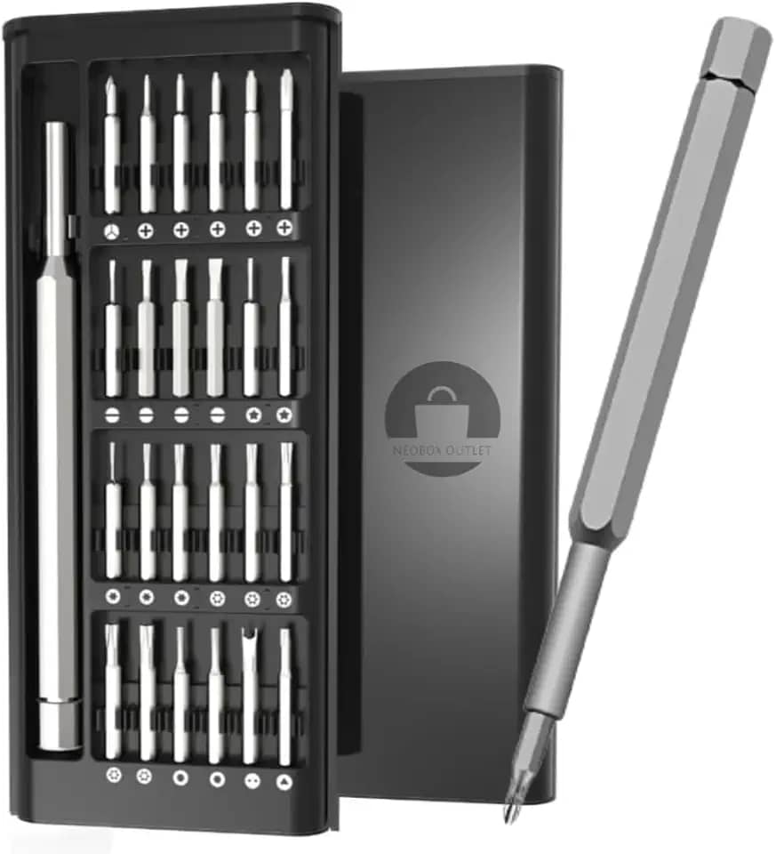 Kit Chaves de Precisão Premium 24 Peças - Estojo Multifuncional com Ferramenta em Alumínio e Ponteiras de Precisão em Aço CRV - Removíveis para Impressora 3D, Smartphones, Tablets, Notebooks