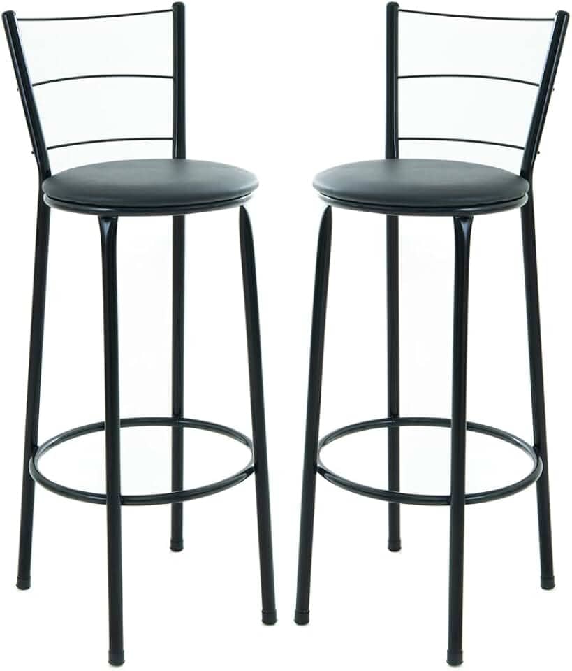 Kit 2 Banquetas Altas com Encosto, 3 Arames, Design Moderno