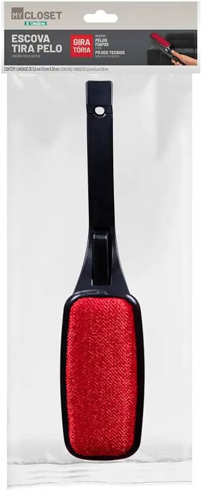 Ordene - Escova Tira Pelo Giratória, Cor Preta, Linha My Closet
