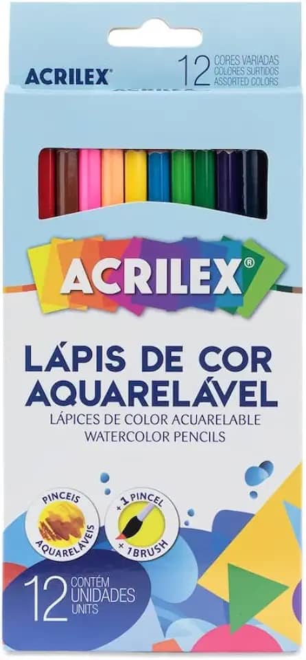 Lápis de Cor, Acrilex, Aquarelável, 12 Cores