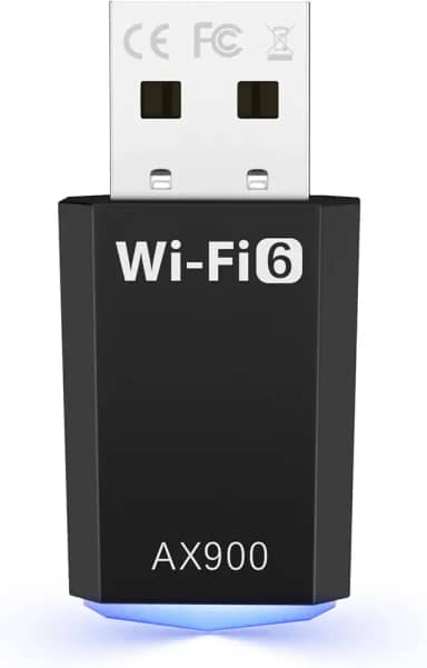 Adaptador WiFi para desktop, AX900 USB WiFi 6 adaptador com banda dupla de 5GHz/2,4 GHz, dongle WiFi, adaptador WiFi sem fio para Windows 10/11, adaptador WiFi 6 USB para PC/desktop/laptop