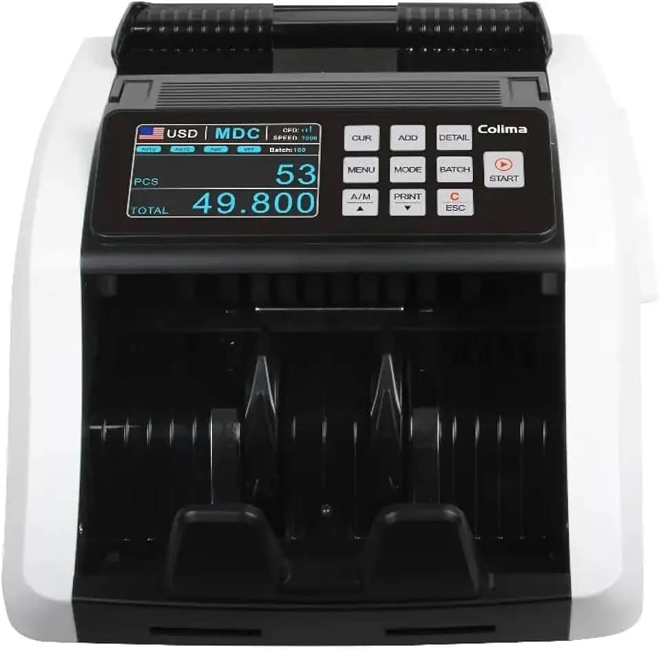 Máquina Contadora de Dinheiro Multi Moedas – Real, Dólar, Euro, Peso Argentino e Guarani Paraguaio | Contagem Rápida e Precisa para Bancos, Lojas e Escritórios