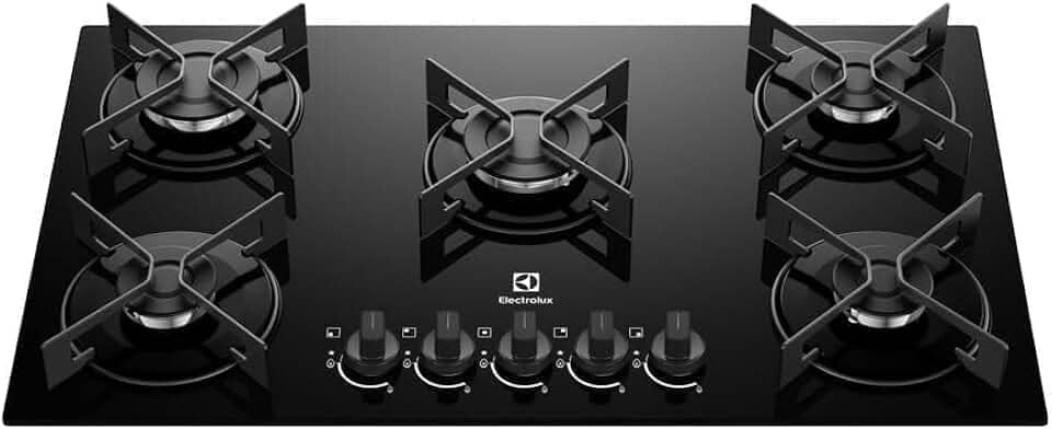 Electrolux Cooktop 5 Bocas a Gás Electrolux Mesa de Vidro Efficient Grade de Aço Fosco (KE5GR) Bivolt