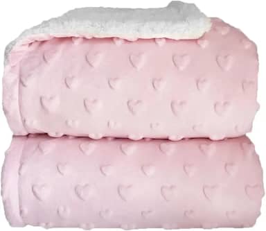 Cobertor Donna Laço Bebê Plush com Sherpa Hearts (Rosa Bebê)