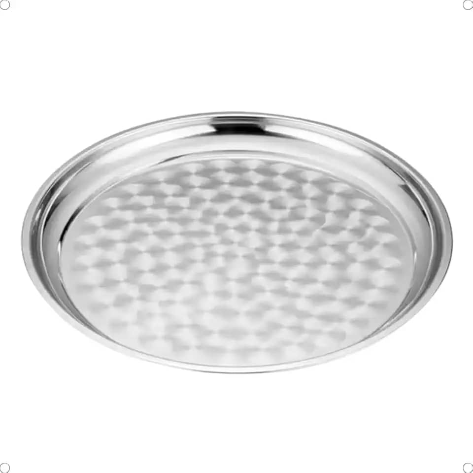 Forma Assadeira Redonda de Aço Inoxidável para Pizza 30cm Ideal para Assar Pizzas Caseiras Com Excelente Qualidade Resistente e Durável
