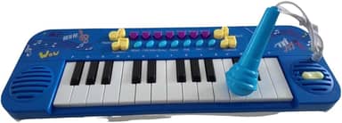 Teclado Musical Infantil com Microfone – 25 Teclas – Função Gravação e Replay – Brinquedo Educativo, Piano Eletrônico com 25 Teclas que Grava e Reproduz (Azul)