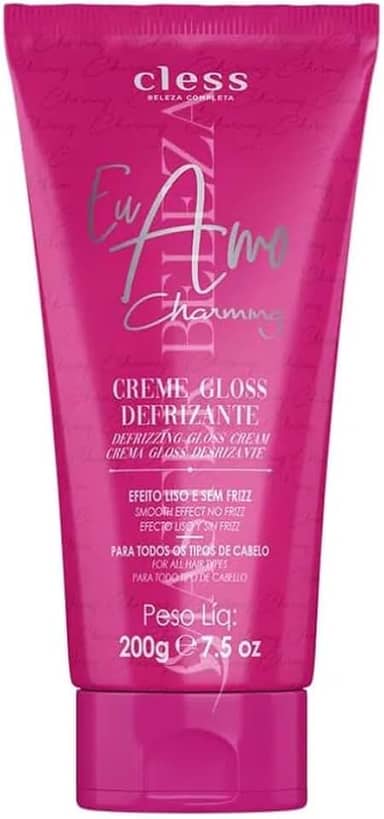 Creme Defrizante Protetor Térmico Efeito Gloss 200g Controle de Frizz Brilho Intenso Alinhamento dos Fios Proteção Contra Calor de Chapinha e Secador Finalização Suave e Sedosa