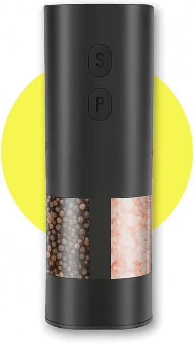 Moedor de Sal e Pimenta Elétrico Automático 2 em 1, Saleiro e Pimenteiro Recarregável USB com Moagem Ajustável