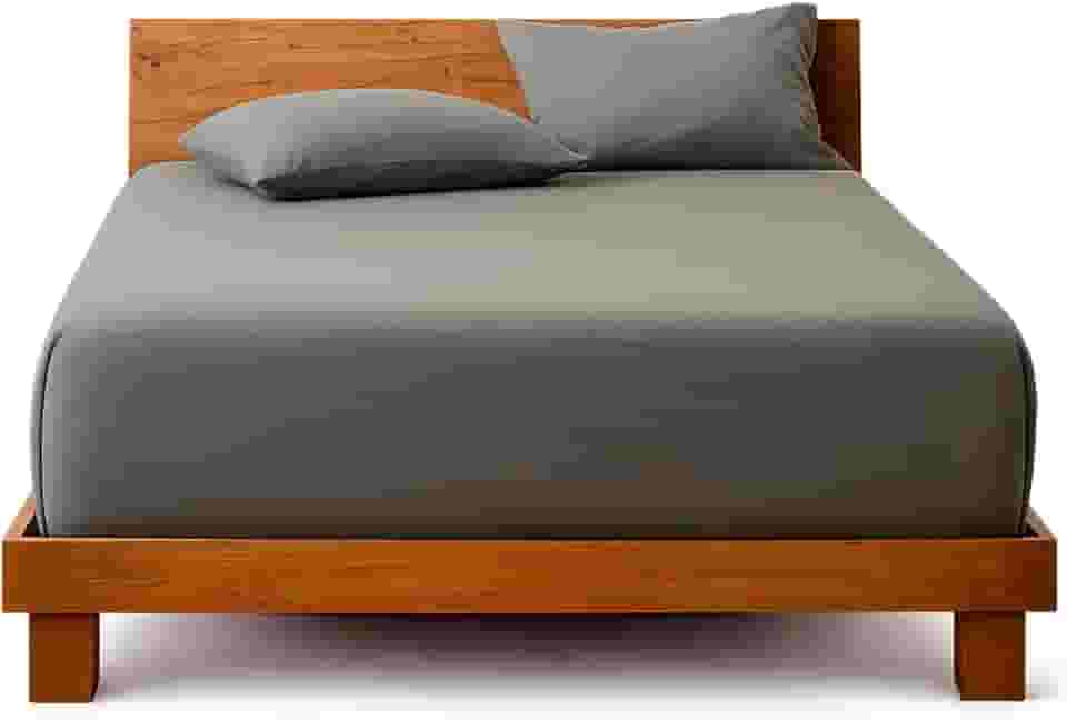 Decolab Jogo de Lençol 100% Algodão Premium Extra Macio - Roupa De Cama Antiácaro, Inclui Lençol Com Elástico (Forro) E Fronhas (Cinza-escuro, Queen Simples (3 peças))