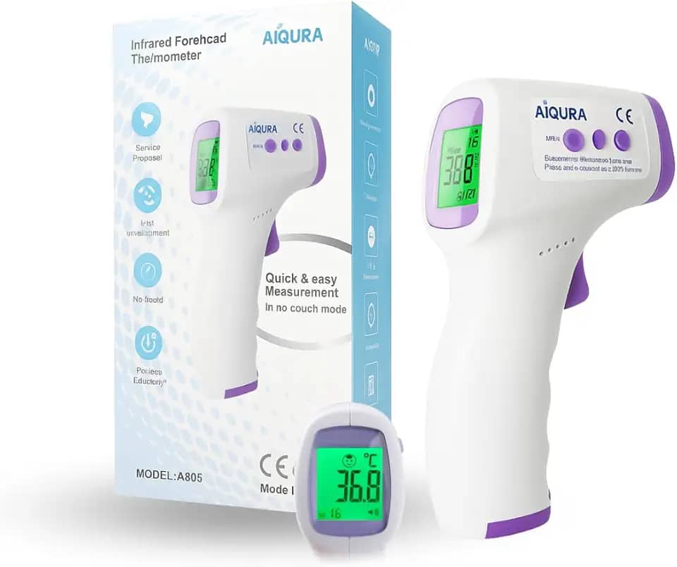 Termômetro Infravermelho Digital Premium 3 em 1 Sem Contato Alta Precisão para Testa Corpo Líquidos e Alimentos com Visor LCD e Alarme de Febre - Premium Ezc®