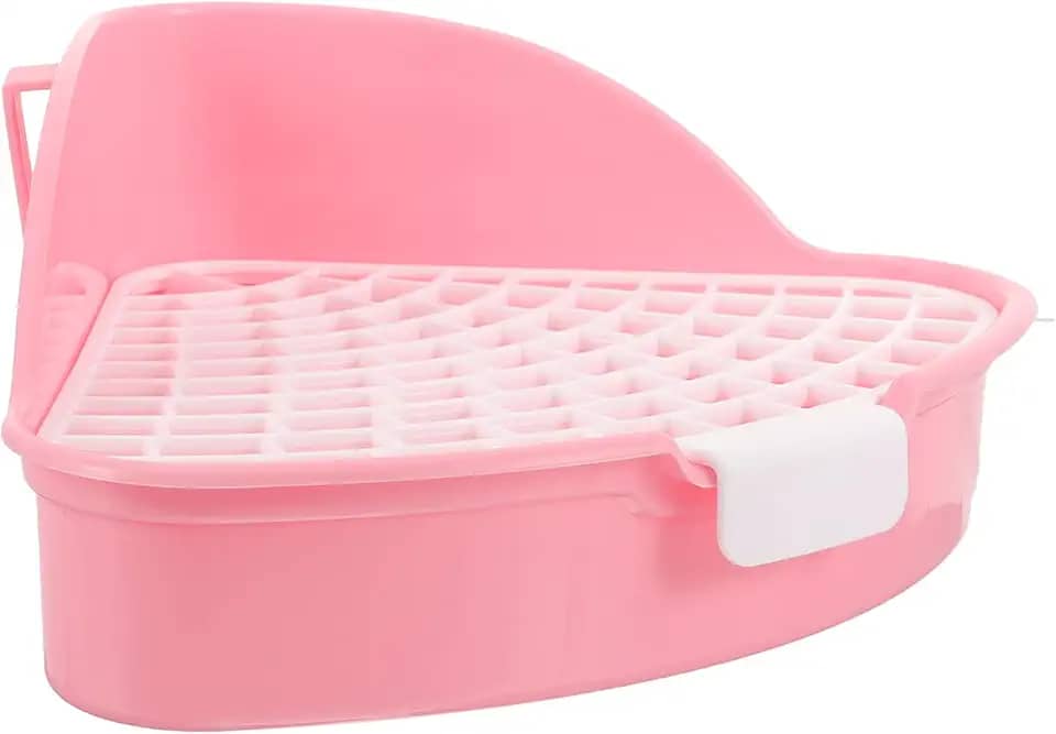 LOGOFUN Coelho caixa de areia coelho vaso sanitário treinador canto triângulos pet vaso sanitário para porquinhos da índia chinchila pequeno animal - rosa