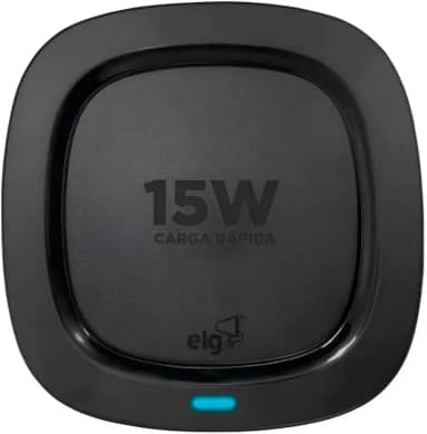 ELG, WQ15BK, Carregador de Mesa Wireless, Compatível com Todos os Dispositivos Qi, Carregamento Sem Fio Rápido e Seguro, Preto