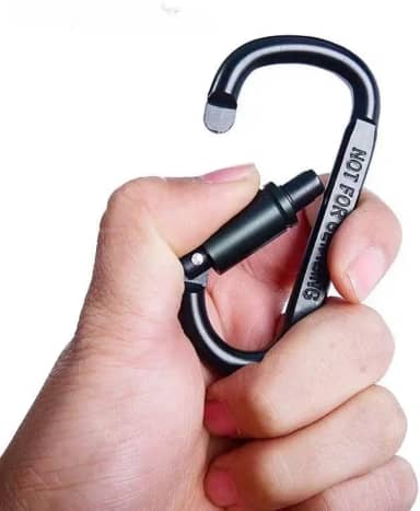 3 peças de clipes de mosquetão de anel D de bloqueio, ganchos de porta de parafuso de liga de alumínio, clipes de chaveiro pretos para mochila, uso ao ar livre, uso utilitário