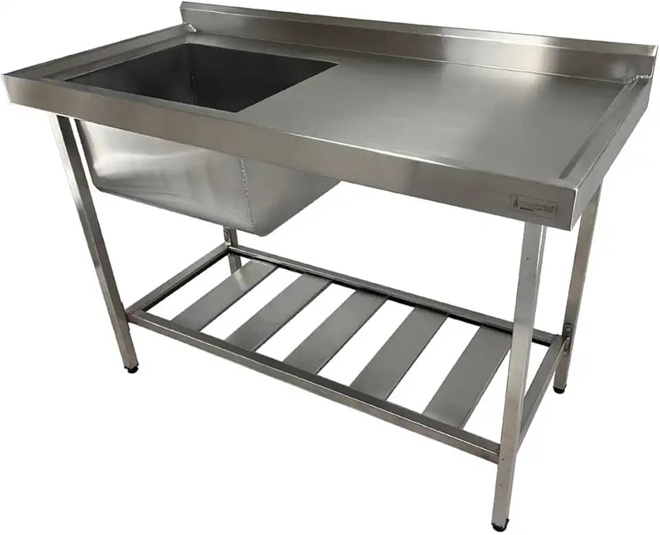 Pia De Inox Industrial 120x60x90 Cm Cuba Esquerda Nortinox