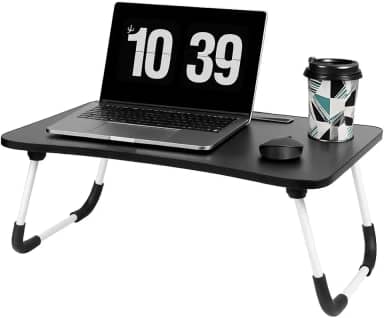 Mesa Para Notebook Portátil Articulada Mdf Grafite Suporte Para Laptop Dobrável Home Office Cama Porta Tablet (Preto)