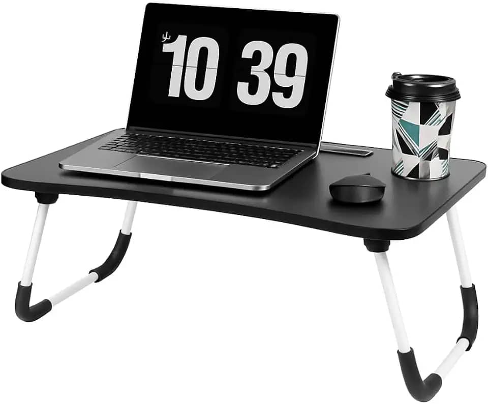 Mesa Para Notebook Portátil Articulada Mdf Grafite Suporte Para Laptop Dobrável Home Office Cama Porta Tablet (Preto)